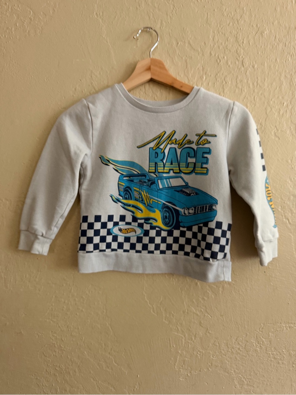 Made to Race Kids Sweatshirt - Light Gray with Blue Car Graphic